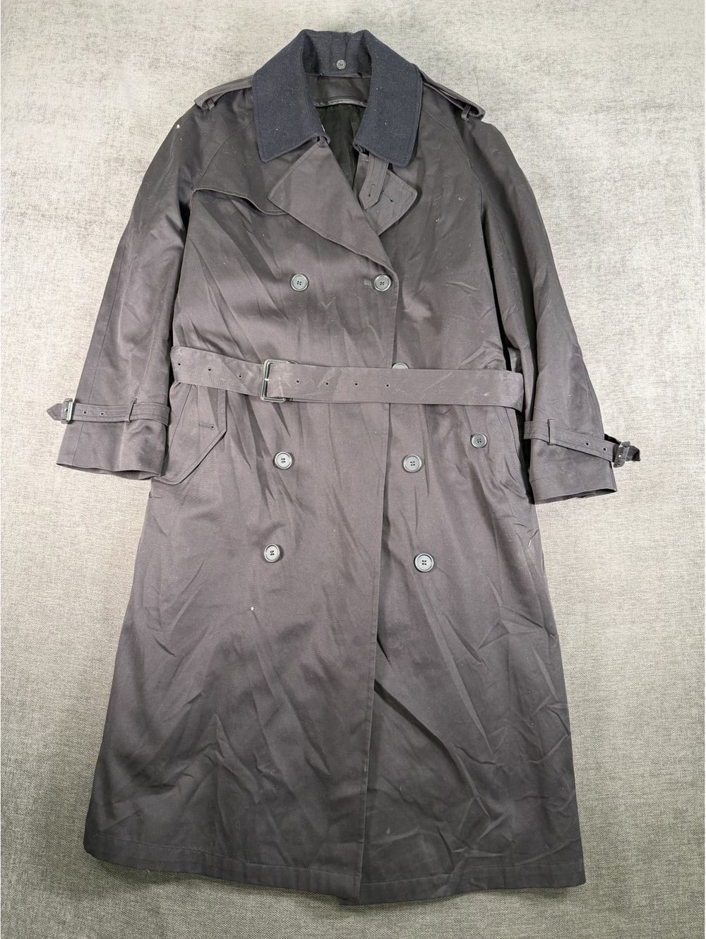 Stafford Men's Black Trench Coat Size 40 Regular Cotton Polyester Blend